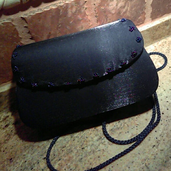 navy evening bag with strap